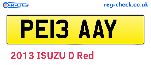 PE13AAY are the vehicle registration plates.