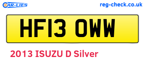 HF13OWW are the vehicle registration plates.