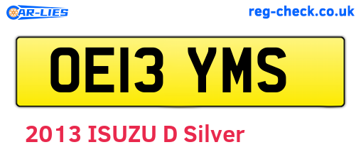 OE13YMS are the vehicle registration plates.