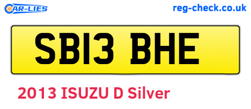 SB13BHE are the vehicle registration plates.