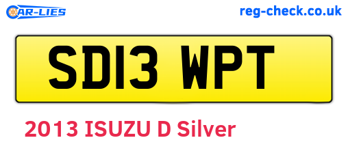 SD13WPT are the vehicle registration plates.