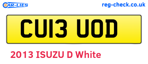 CU13UOD are the vehicle registration plates.