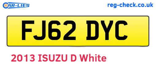 FJ62DYC are the vehicle registration plates.