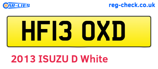 HF13OXD are the vehicle registration plates.