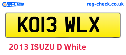 KO13WLX are the vehicle registration plates.