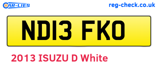 ND13FKO are the vehicle registration plates.