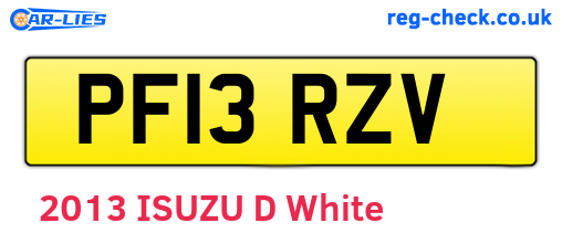 PF13RZV are the vehicle registration plates.