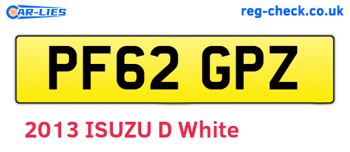 PF62GPZ are the vehicle registration plates.