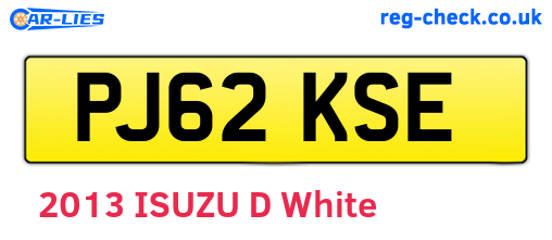 PJ62KSE are the vehicle registration plates.