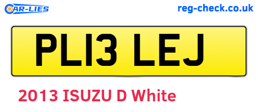 PL13LEJ are the vehicle registration plates.