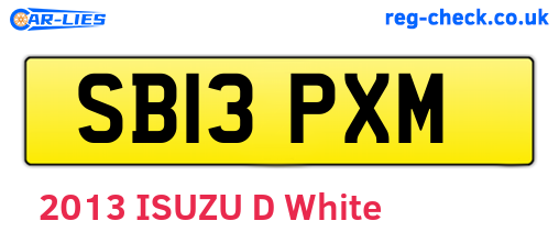 SB13PXM are the vehicle registration plates.