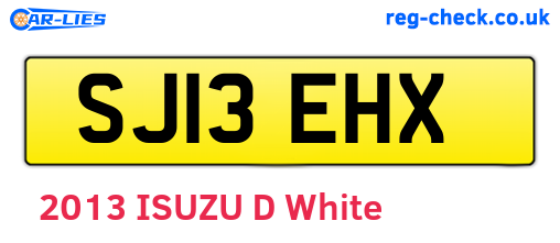 SJ13EHX are the vehicle registration plates.