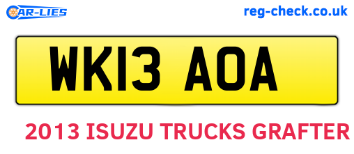 WK13AOA are the vehicle registration plates.