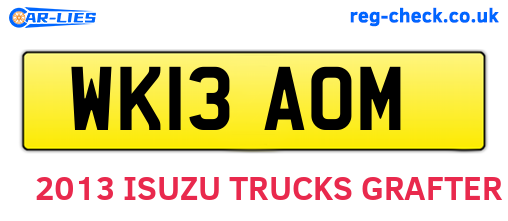 WK13AOM are the vehicle registration plates.