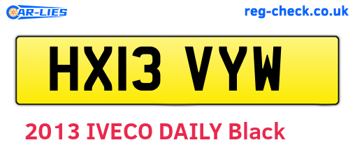 HX13VYW are the vehicle registration plates.