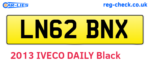LN62BNX are the vehicle registration plates.