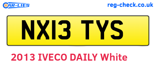 NX13TYS are the vehicle registration plates.