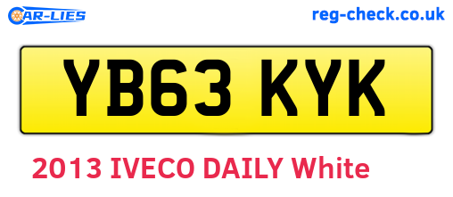 YB63KYK are the vehicle registration plates.