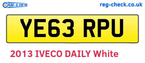 YE63RPU are the vehicle registration plates.