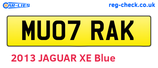 MU07RAK are the vehicle registration plates.