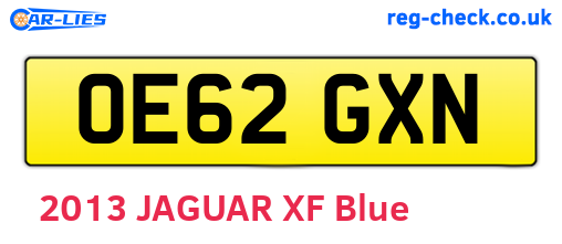 OE62GXN are the vehicle registration plates.