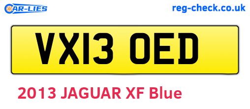 VX13OED are the vehicle registration plates.