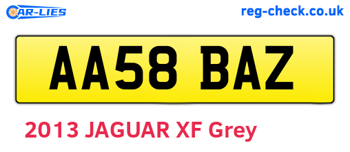 AA58BAZ are the vehicle registration plates.