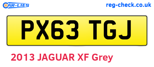 PX63TGJ are the vehicle registration plates.
