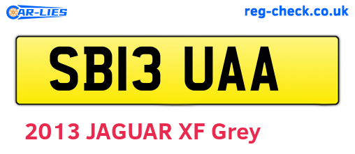 SB13UAA are the vehicle registration plates.