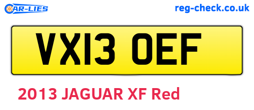 VX13OEF are the vehicle registration plates.
