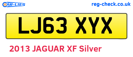 LJ63XYX are the vehicle registration plates.