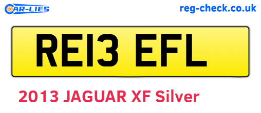 RE13EFL are the vehicle registration plates.
