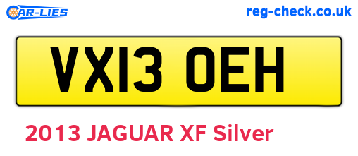 VX13OEH are the vehicle registration plates.