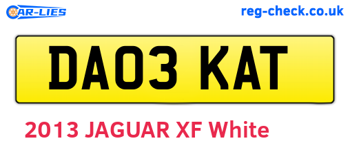 DA03KAT are the vehicle registration plates.