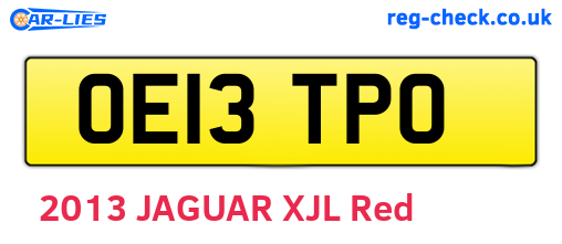 OE13TPO are the vehicle registration plates.