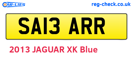SA13ARR are the vehicle registration plates.