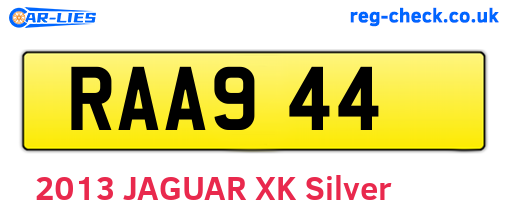 RAA944 are the vehicle registration plates.