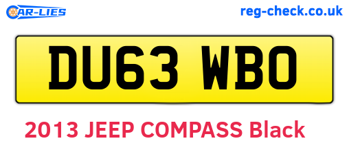 DU63WBO are the vehicle registration plates.