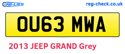 OU63MWA are the vehicle registration plates.