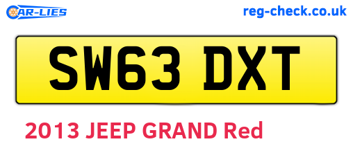 SW63DXT are the vehicle registration plates.