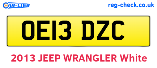 OE13DZC are the vehicle registration plates.