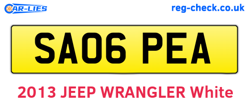 SA06PEA are the vehicle registration plates.