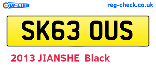 SK63OUS are the vehicle registration plates.