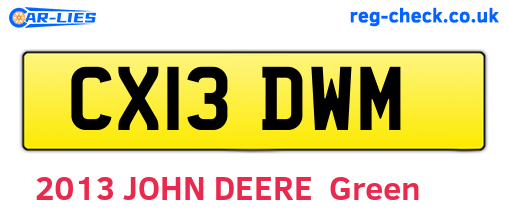 CX13DWM are the vehicle registration plates.