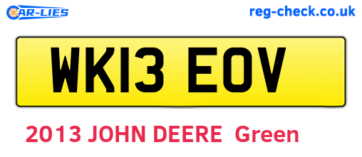WK13EOV are the vehicle registration plates.