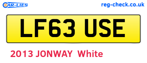 LF63USE are the vehicle registration plates.