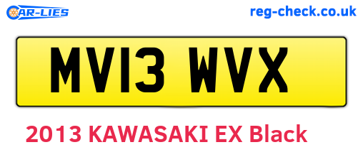 MV13WVX are the vehicle registration plates.