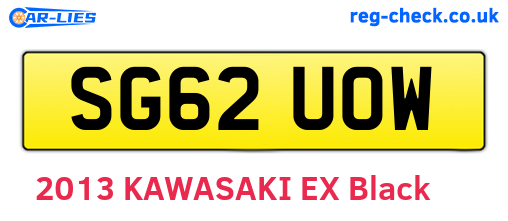 SG62UOW are the vehicle registration plates.