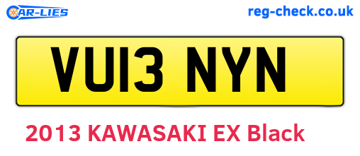 VU13NYN are the vehicle registration plates.