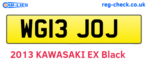 WG13JOJ are the vehicle registration plates.